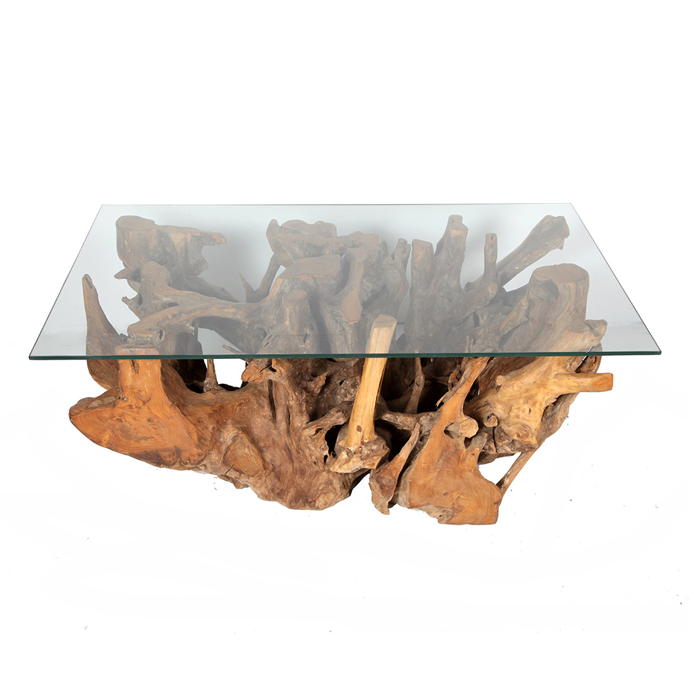 Altıncı cadde cam tablalı kök orta sehpa 120x70x50 cm rootabaro ...